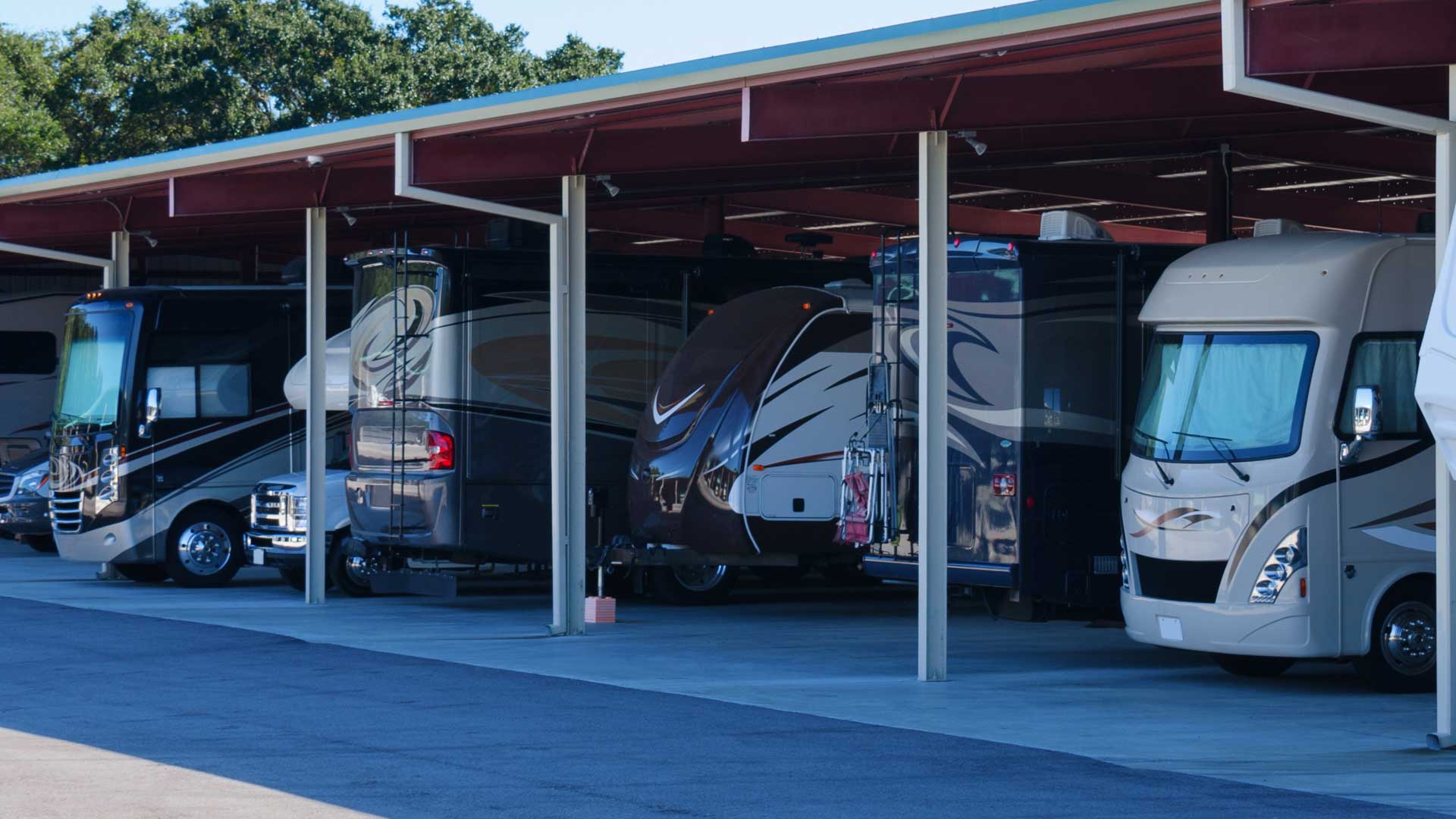 Parked RV's in storage in GA, NC.